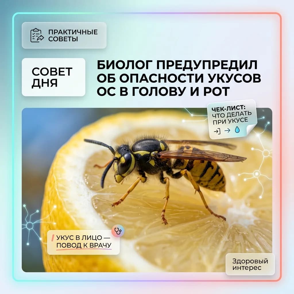 Биолог предупредил об опасности укусов ос в голову и рот