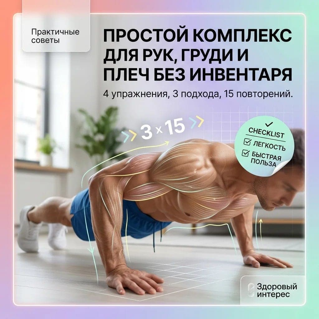 Простой комплекс для рук, груди и плеч без инвентаря