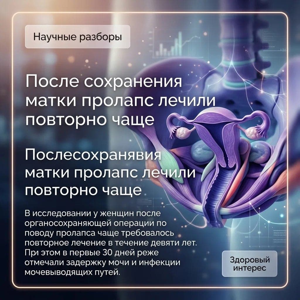 После сохранения матки пролапс лечили повторно чаще