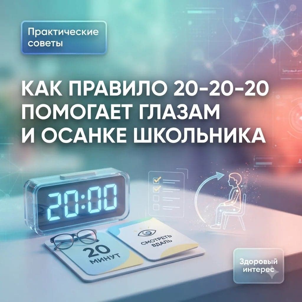 Как правило 20-20-20 помогает глазам и осанке школьника